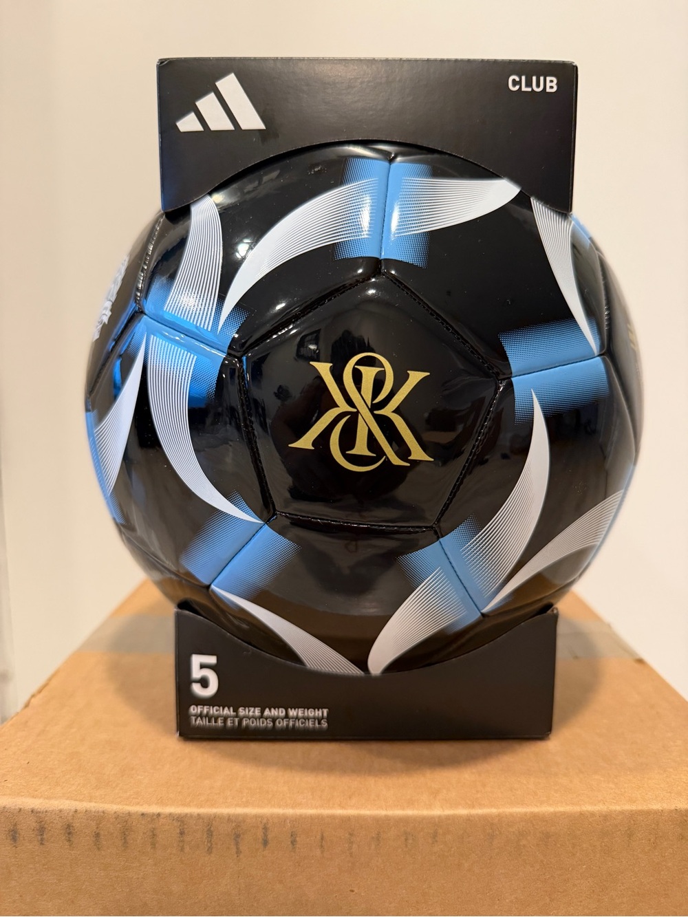 Kith x Adidas Black Messi Soccer Ball with Gold Crest (Special Edition)